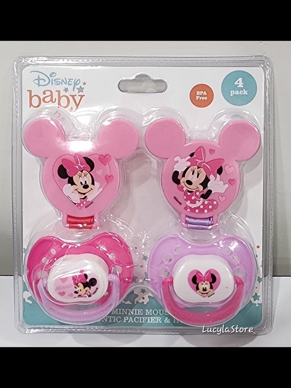 Disney Baby Minnie Mouse Pacifier & Clip Set - Pink & Light Purple